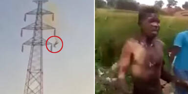 Mann überlebt 30.000 Volt und 30m-Absturz