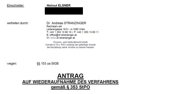 Elsner will Verfahren wieder aufnehmen