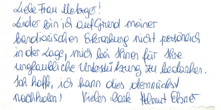 Elsner schreibt Dankschreiben