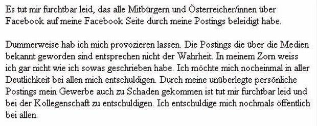 Taxler Entschuldigung