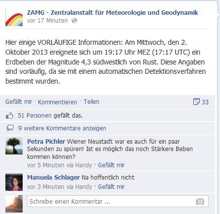 Leichtes Erdbeben in Wien