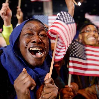 So feiern die Anhänger Obamas 