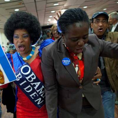 So feiern die Anhänger Obamas 