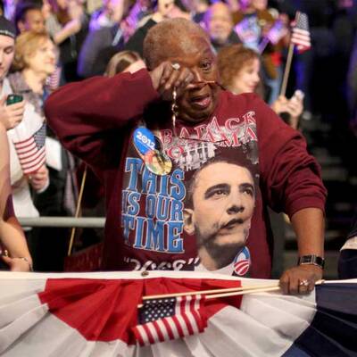 So feiern die Anhänger Obamas 