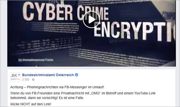 Polizei warnt vor Facebook-Nachricht