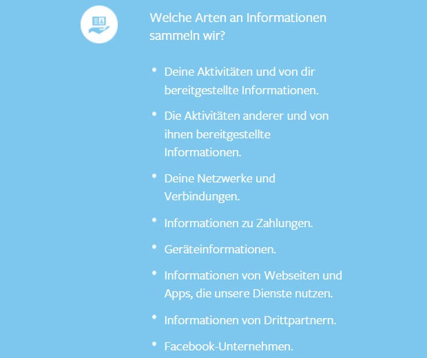 All diese Nutzer-Daten sammelt Facebook