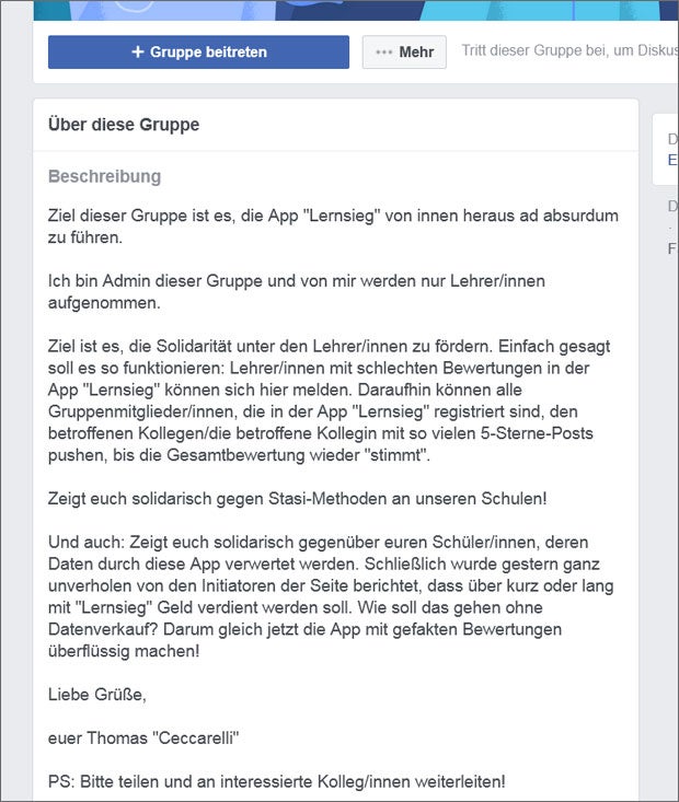 Lehrer will Bewertungs-App manipulieren