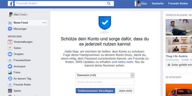 Geben Sie Facebook nicht Ihre Telefonnummer