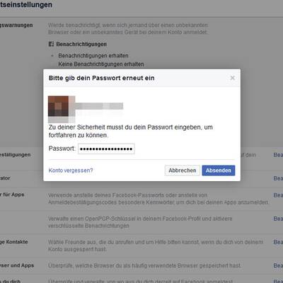 Alarmfunktion bei Facebook-Hack