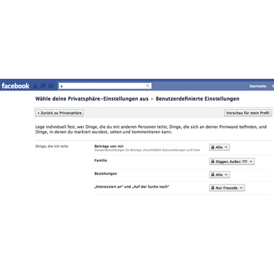 Schutz der privaten Daten