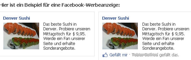 Facebook-Werbung mit Pinnwand-Fotos