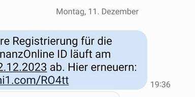 Beispiel f&uuml;r Fake-Nachricht der Finanz