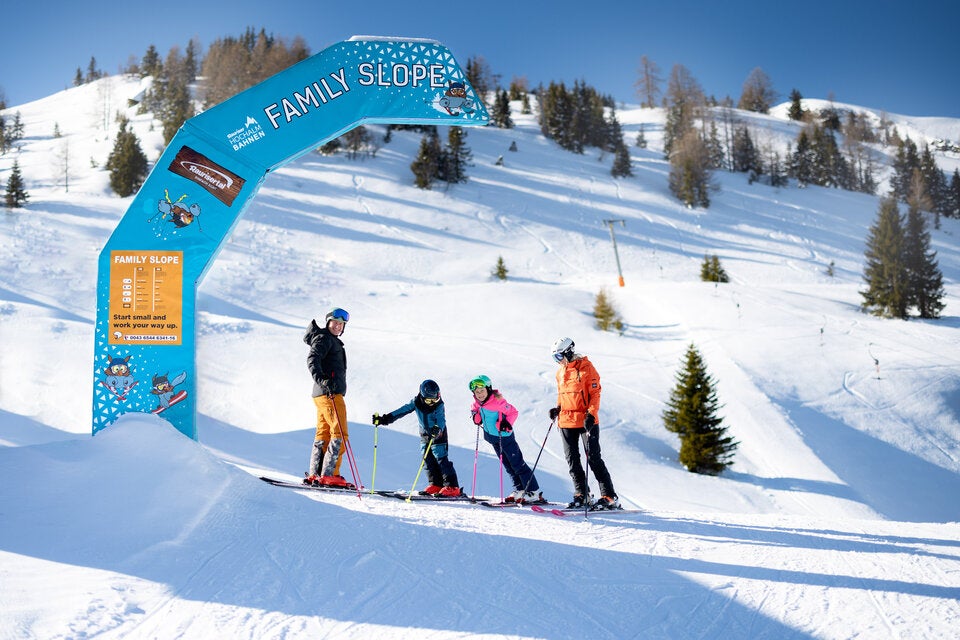 FAmily Slope. Leichte, breite Pisten und gute Übungsmöglichkeiten für Kinder und Anfänger.