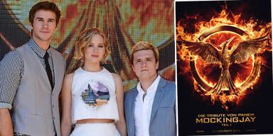 Liam Hemsworth, Jennifer Lawrence und Josh Hutcherson zu Mocking Jay Teil 1