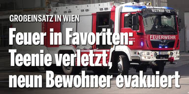 Feuer in Favoriten: Teenie verletzt, neun Bewohner evakuiert