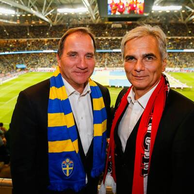 Kanzler Faymann fieberte im Stadion mit.