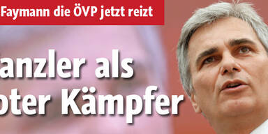 Kanzler Faymann als roter Kämpfer