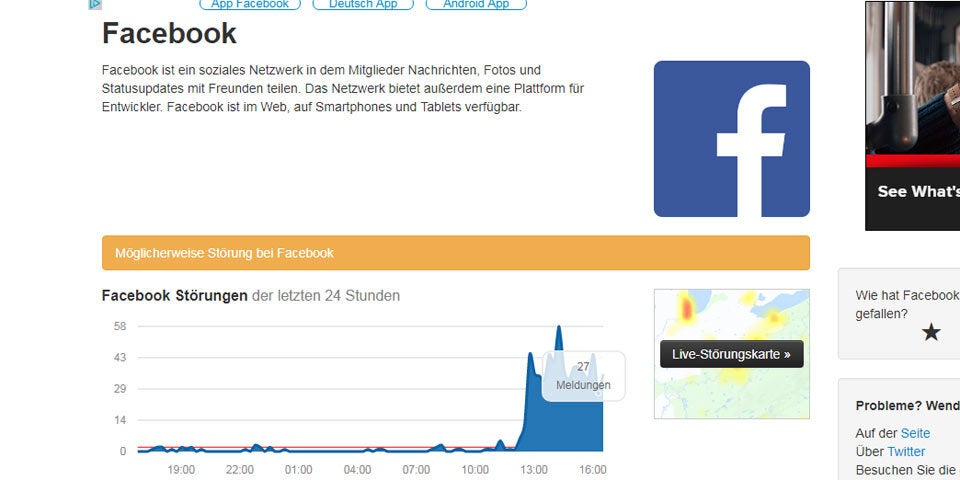 Facebook kämpft mit Störungen