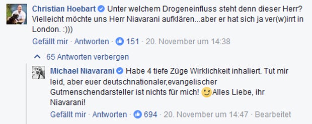 FPÖ-Höbart und Niavarani liefern sich skurrilen Facebook-Streit