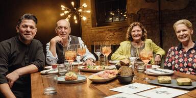 Tim M&auml;lzer, Gennaro Contaldo, Anni Sgroi und Cornelia Poletto.