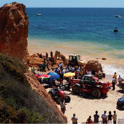 Felssturz am Urlauberstrand
