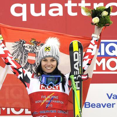 So jubelte Fenninger über Super-G-Gold