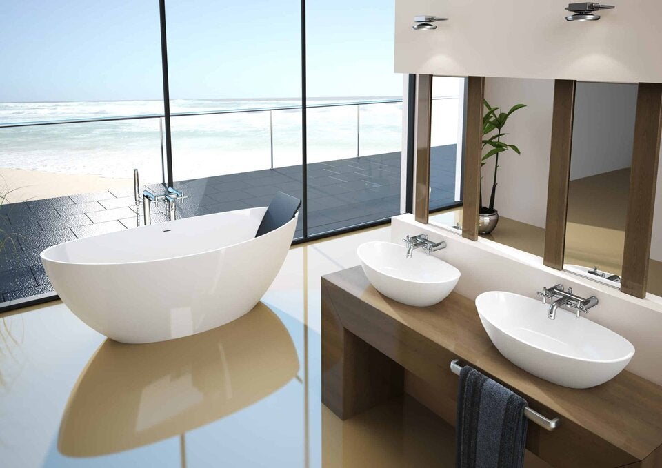 Tenne überzeugt mit schönem Design und Qualität zu einem guten Preis. Die H NAM Badewanne aus Mineralguss.