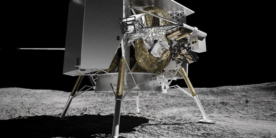 Diese von Astrobotic Technology im Jahr 2024 zur Verfügung gestellte Illustration zeigt die Peregrine-Mondlandefähre auf der Mondoberfläche.