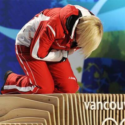 Siegerehrung nach dem Damen-Super G