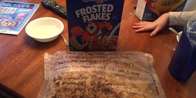 Geheimbotschaft in Cornflakes-Packung