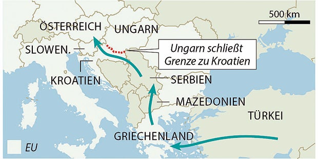Trotz Kälte täglich Tausende Flüchtlinge
