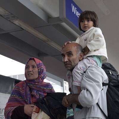 Flüchtlinge am Westbahnhof in Wien