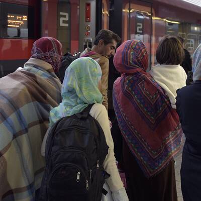 Flüchtlinge am Westbahnhof in Wien