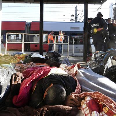 Flüchtlinge am Westbahnhof in Wien