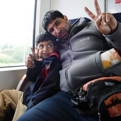 Flüchtlinge am Westbahnhof in Wien