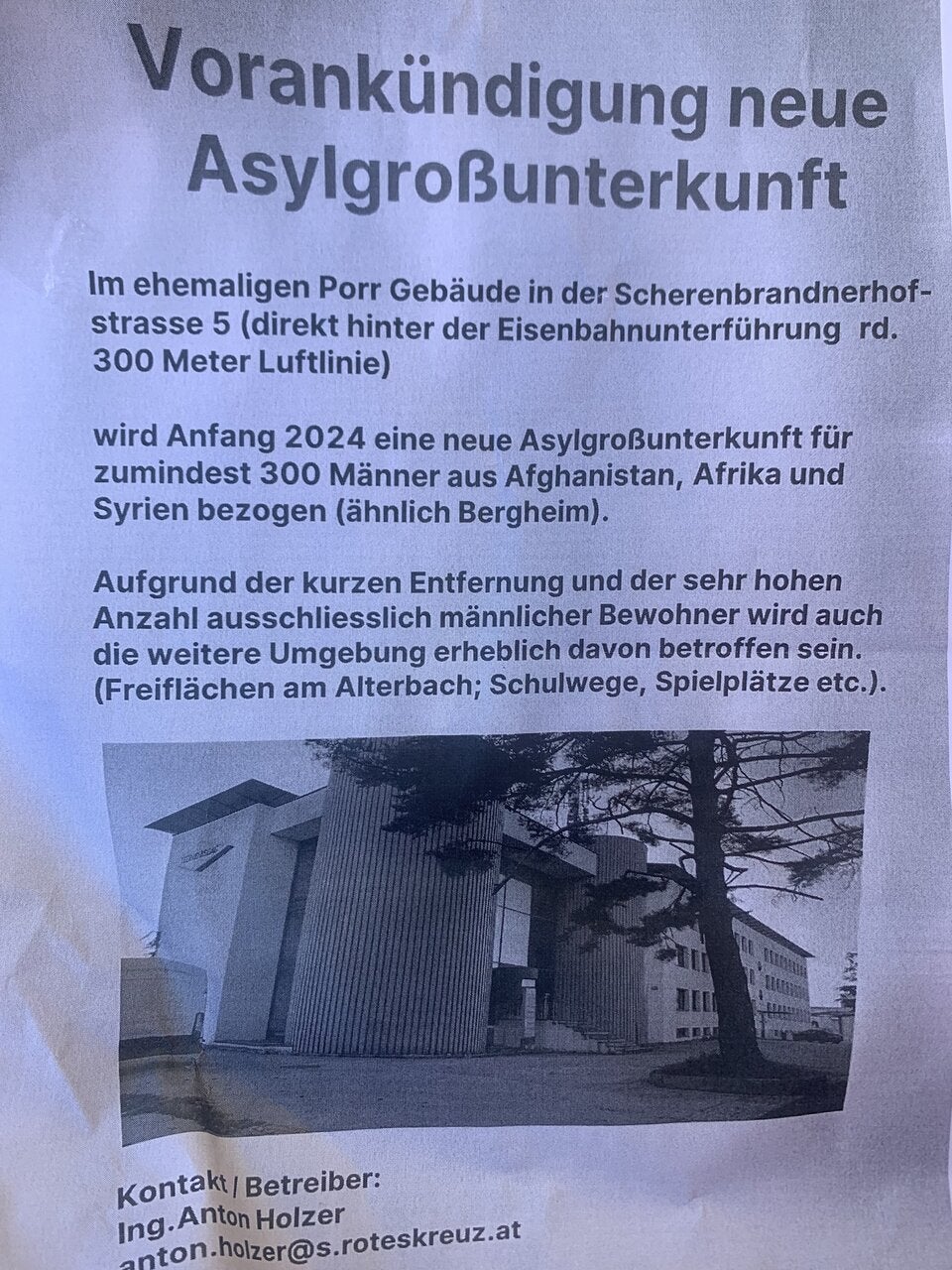 Flugblatt wurde an Anrainer verteilt.