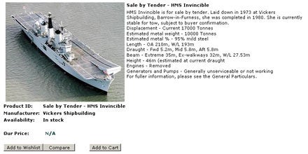 Navy versteigert Flugzeugträger online