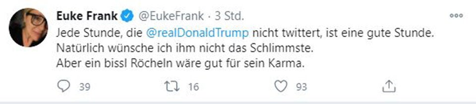Nach Shitstorm: Armin Wolfs Frau löscht Trump-Tweet