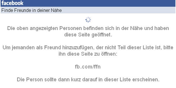 Facebook zeigt Freunde in der Nähe an