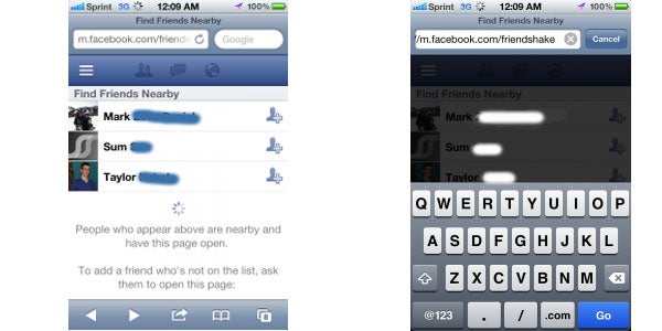 Facebook zeigt Freunde in der Nähe an