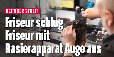 Friseur schlug Friseur mit Rasierapparat Auge aus
