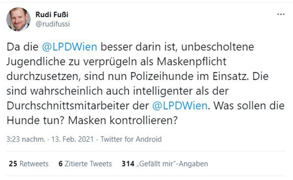 Innenministerium prüft Klage gegen Rudi Fußi