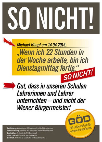 Gewerkschaft kontert Häupl mit Plakaten