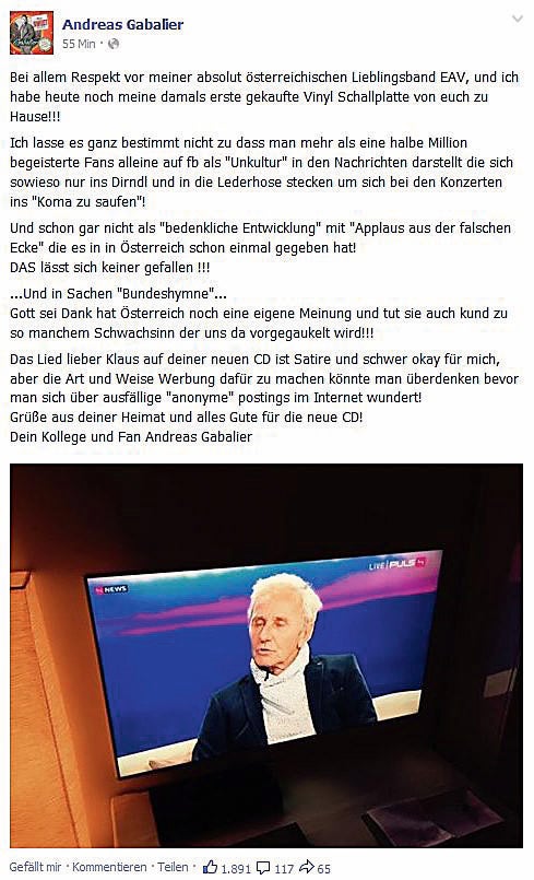 Gabalier - EAV: Neue Runde im Streit