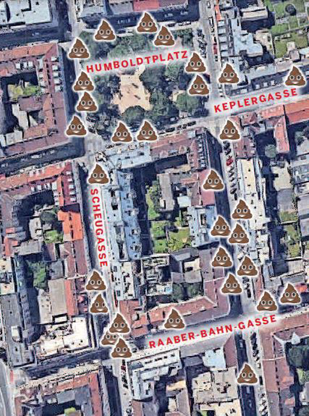 Gackerl-Minenfeld rund um den Humboldt-Platz