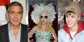 George Clooney, Lady Gaga, Justin Bieber