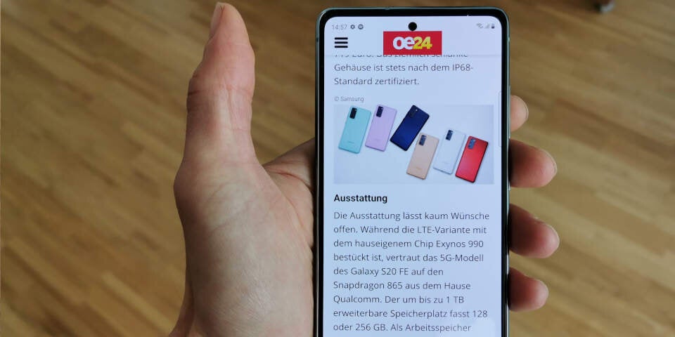 Samsung Galaxy S20 FE im oe24-Test