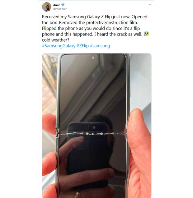 Jetzt auch Display des Galaxy Z Flip gebrochen
