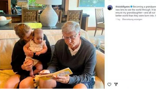 Bill Gates postete Bild von sich mit Enkelin Leila und seiner Tochter Jennifer.