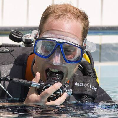 Prinz William macht unter Wasser eine gute Figur